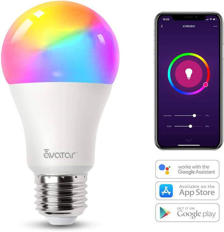 AVATAR - Bombilla de luz WiFi inteligente E26, bombillas LED que cambian de color Alexa RGBCW Funciona con Google Home/Avatar Controls/Smart Life App, no requiere concentrador (8 W = 70 W) - DIGVICE MX