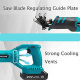 YOVYOV Sierra recíproca inalámbrica con batería, sierra inalámbrica de 20 V 2,0 Ah, cambio de hoja sin herramientas y velocidad variable, 4 hojas de sierra para corte de madera y metal incluidas - DIGVICE MX