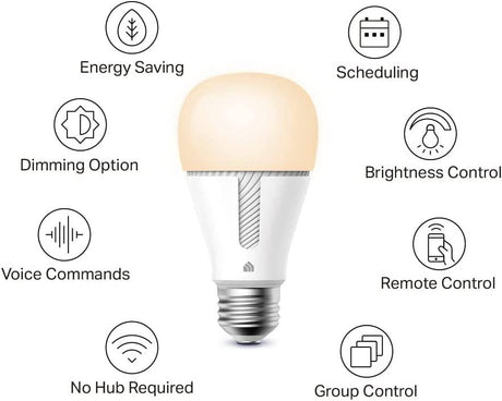 Kasa Smart Light Bulb KL110, LED Wi-Fi smart bulb funciona con Alexa y Google Home, A19 regulable, 2,4 Ghz, no requiere concentrador, 800 lm blanco suave (2700 K), 9 W (equivalente a 60 W) - DIGVICE MX