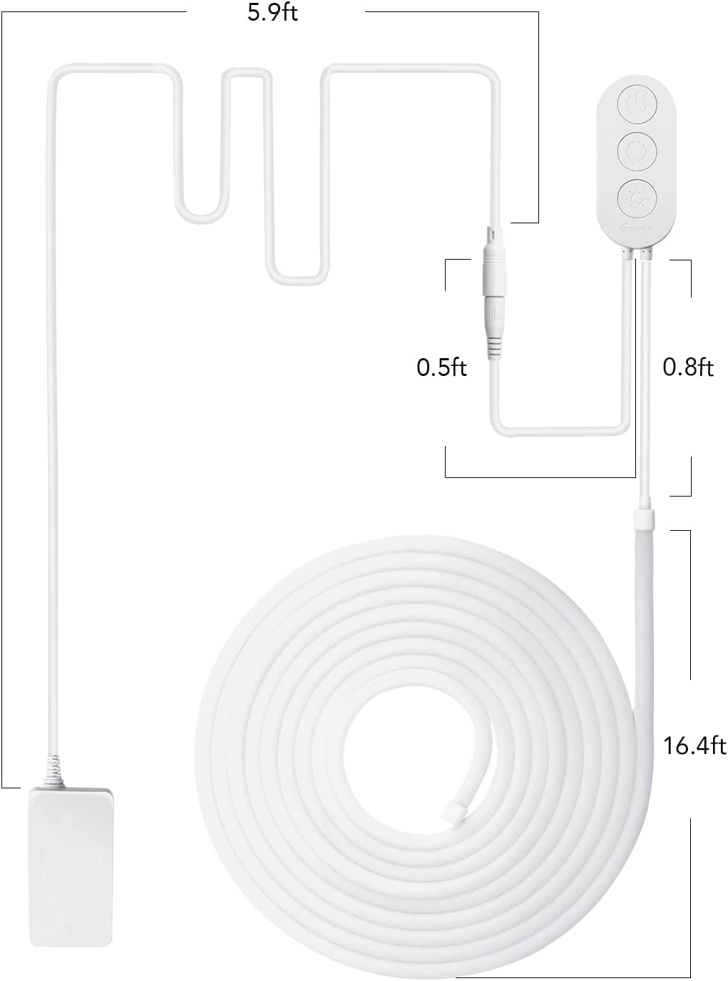 Govee RGBIC Cuerda de luz de neón, luces de cuerda de 16.4 pies con sincronización de música, diseño creativo de bricolaje, funciona con Alexa y Google Assistant, tira de luces LED  (no es compatible con WiFi 5G) - DIGVICE MX