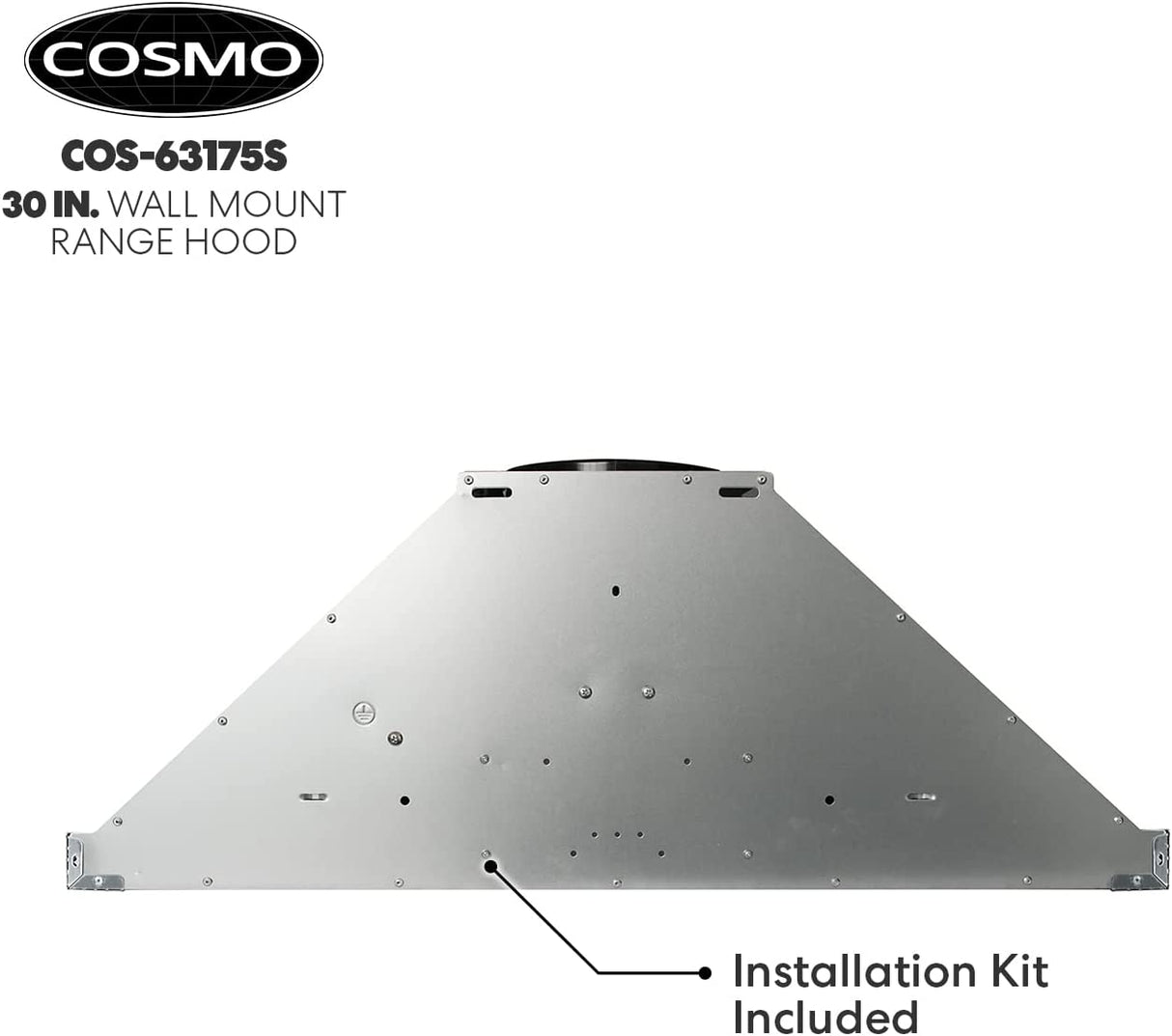 COSMO 63175S Campana de montaje en pared de 30 pulgadas con conductos convertibles sin conductos (no incluye kit), ventilación de estufa estilo chimenea de techo, luz LED, filtro permanente, ventilador de 3 velocidades en acero inoxidable - DIGVICE MX