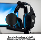 Logitech G432 - Auriculares para juegos con cable, sonido envolvente 7.1, auriculares DTS:X 2.0, micrófono abatible para silenciar, PC (cuero sintético) negro/azul