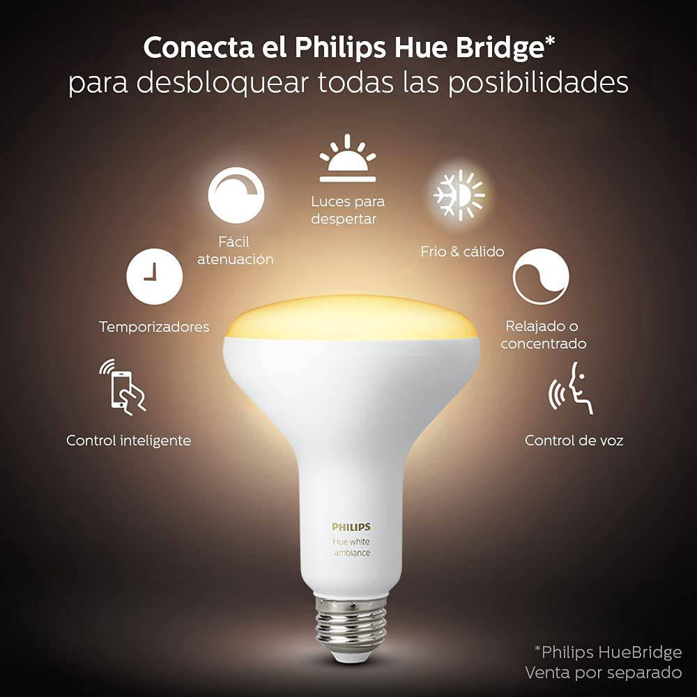 Philips Hue - Bombilla LED inteligente, funciona con Alexa y Asistente de  Google, un dispositivo certificado para humanos