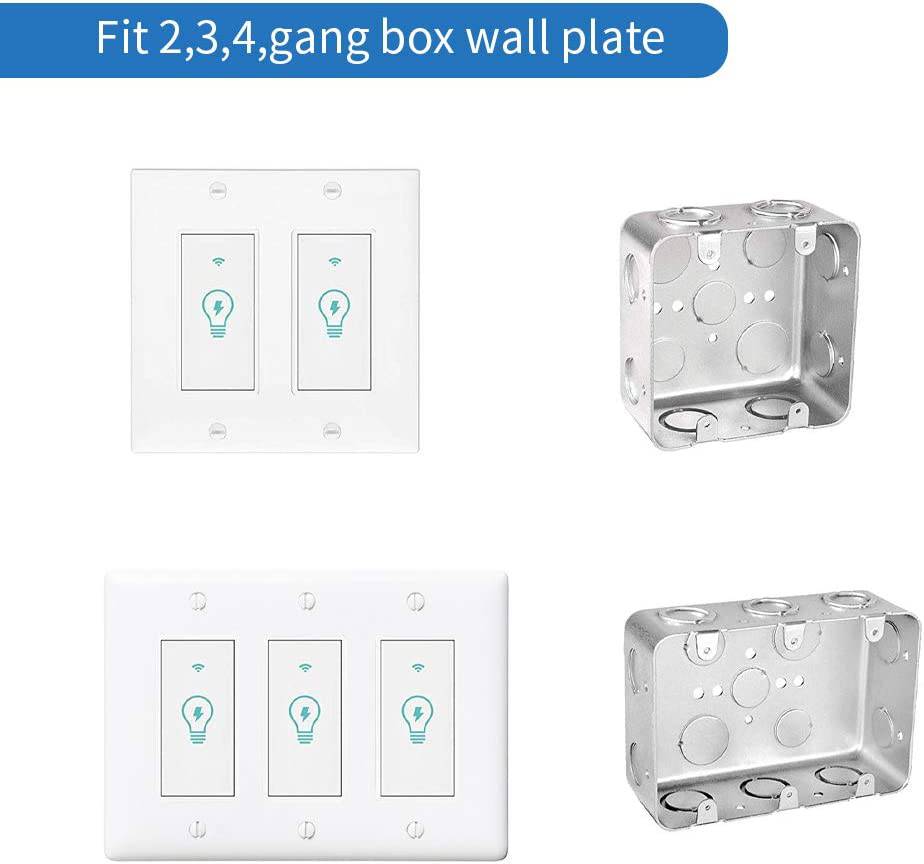 BEKCA Interruptor de luz inteligente, compatible con Amazon Alexa y Google Home, control remoto de sus accesorios desde cualquier lugar, función de sincronización, protección contra sobrecarga, no requiere concentrador, paquete de 2 - DIGVICE MX