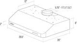 BV - Campanas extractoras de 30 pulgadas debajo del gabinete | Doble motor de extra alta potencia| Campana de cocina de acero inoxidable con luces LED | Campana extractora de cocina con conductos - DIGVICE MX