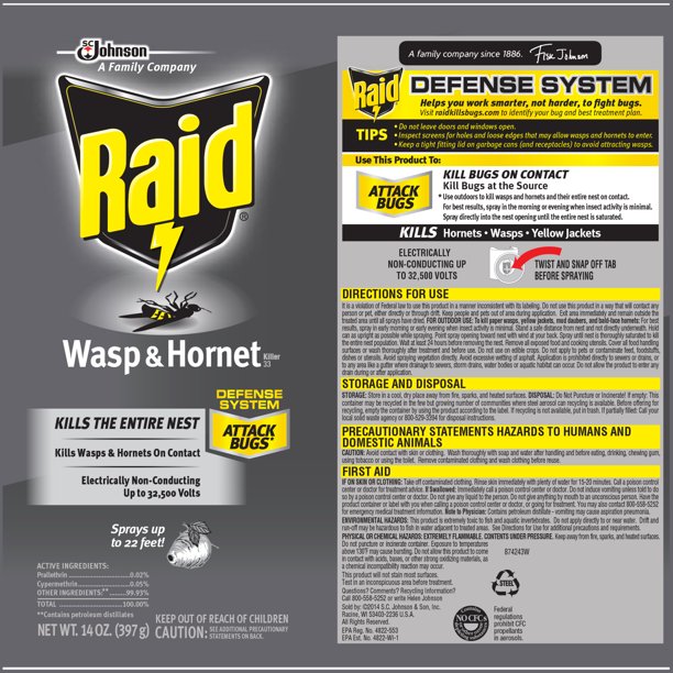 Raid Insecticida para avispas y avispones 33 14 oz. 2 paquetes