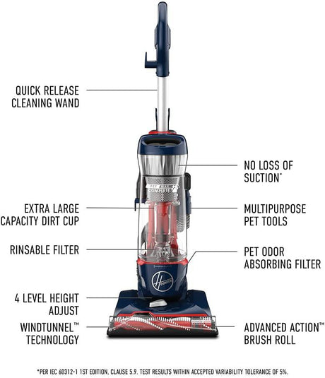 Hoover MAXLife Pet Max Complete, aspiradora vertical sin bolsa, para alfombras y suelos duros, UH74110, azul perla - DIGVICE MX