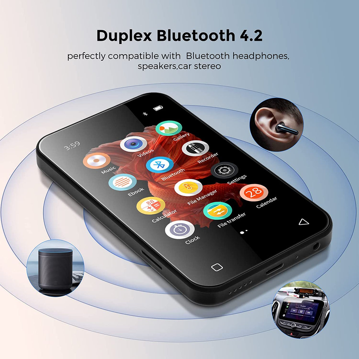  Reloj grabadora de voz digital, Bluetooth 4.2 chip MP3