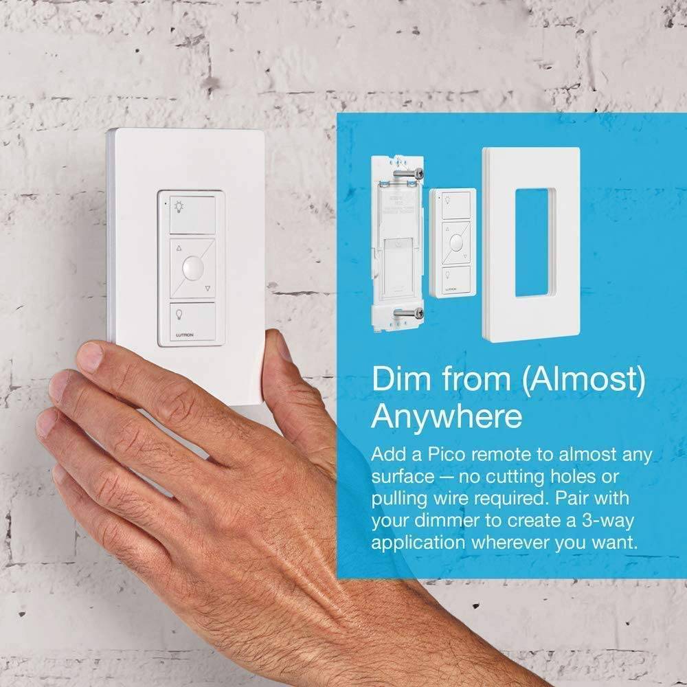 Lutron Caseta Smart Home Dimmer Switch y Pico Remote Kit, funciona con Alexa, Apple HomeKit y Google Assistant | P-PKG1WB-WH | Blanco - DIGVICE MX