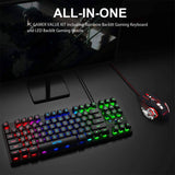 MFTEK RGB Rainbow Gaming Keyboard and Mouse Combo, Compact 87 Keys Backlit Computer Keyboard con Gaming Mouse, USB Wired Set para PC Gamer Laptop Work