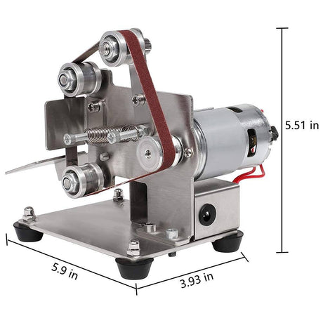 OLenyer - Mini lijadora de banda, amoladora de banco eléctrica, pulidora eléctrica, 7 pulidoras de velocidad variable ajustables con 3 llaves, 10 bandas - DIGVICE MX