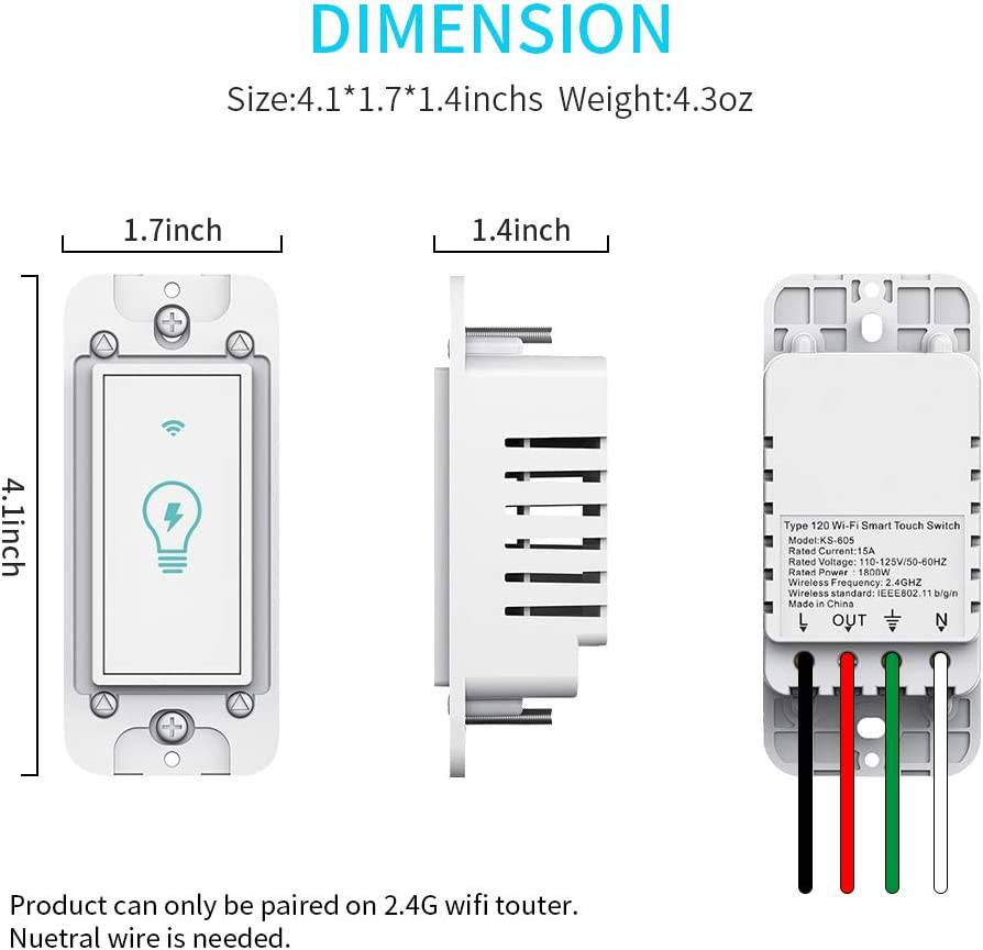 BEKCA Interruptor de luz inteligente, compatible con Amazon Alexa y Google Home, control remoto de sus accesorios desde cualquier lugar, función de sincronización, protección contra sobrecarga, no requiere concentrador, paquete de 2 - DIGVICE MX