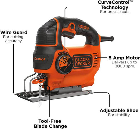 Sierra caladora BLACK+DECKER, selección inteligente, 5.0 amperios (BDEJS600C) - DIGVICE MX