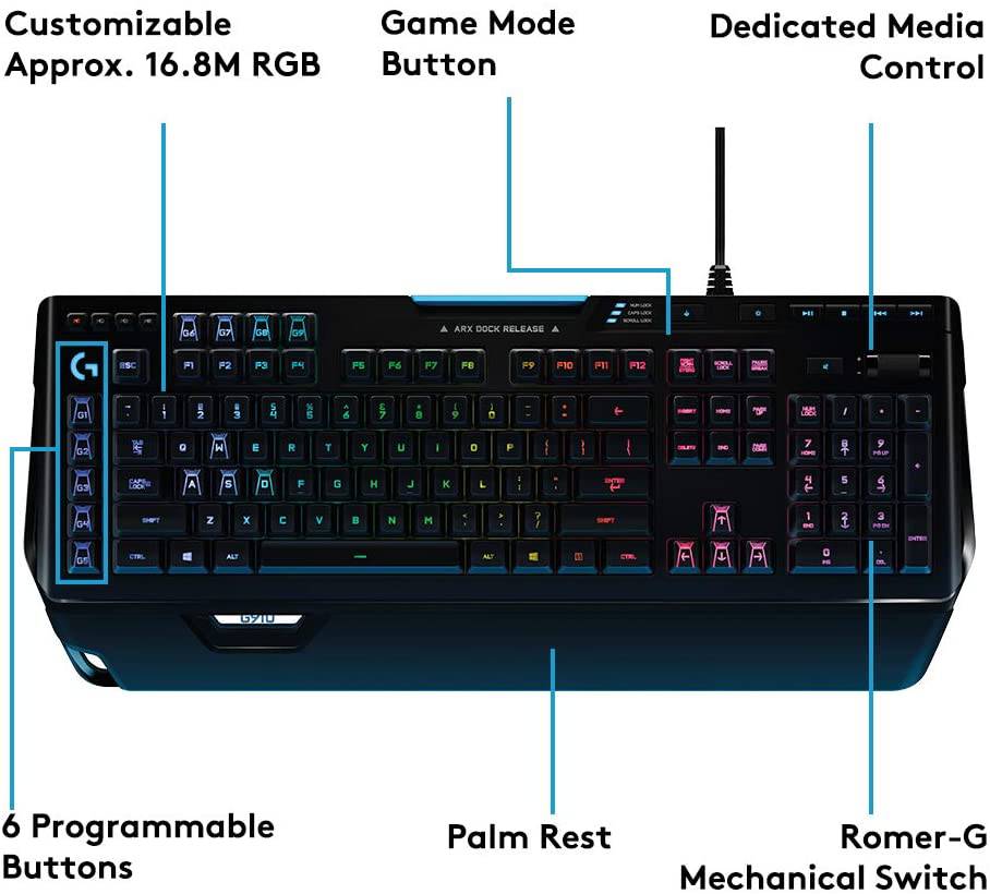 Logitech G910 Orion Spectrum RGB Teclado mecánico para juegos con cable, negro