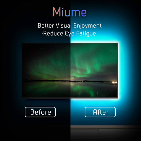 Miume Retroiluminación Led Music tv con tira de luces LED de 16,4 pies para TV de 61-80 pulgadas, retroiluminación Led de TV alimentada por USB RGB con aplicación y Control remoto - DIGVICE MX