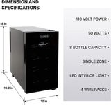 Koolatron  - Enfriador de vino de 8 botellas, negro, refrigerador de vino termoeléctrico, 0.8 cu. ft. (23L), Refrigerador independiente para vinos de la serie Urban, almacenamiento de vino - DIGVICE MX