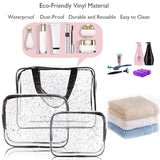 APREUTY - Bolsas de maquillaje transparentes, juego de 6 bolsas de maquillaje de PVC transparente con asa de cremallera Bolsa de equipaje de viaje portátil