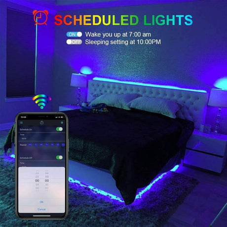 ATDOALL Tira de luces LED para dormitorio, tiras de luces LED que cambian de color RGB de 32.8 pies, sincronización de música Bluetooth y tiras de luces LED con control remoto - DIGVICE MX