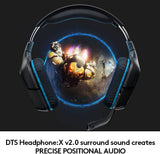 Logitech G432 - Auriculares para juegos con cable, sonido envolvente 7.1, auriculares DTS:X 2.0, micrófono abatible para silenciar, PC (cuero sintético) negro/azul