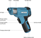 WESCO Power Destornillador inalámbrico, Destornillador eléctrico 4V Max 1.5Ah Batería recargable, 12 puntas de destornillador, LED frontal, Mini pistolas de tornillo, Herramientas multifuncionales/WS2013U - DIGVICE MX