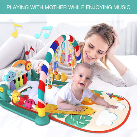 Eners Baby Gyms Play Mats Centro de actividades musicales Kick & Play Piano Gym Tummy Time Colchoneta acolchada para recién nacidos (verde) - DIGVICE MX