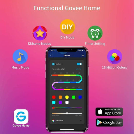 Govee RGBIC Tira de luces LED, luces LED que cambian de color de 32.8 pies con control de aplicación, 64 modos de escena, modo de música, tira de luz de fácil instalación - DIGVICE MX