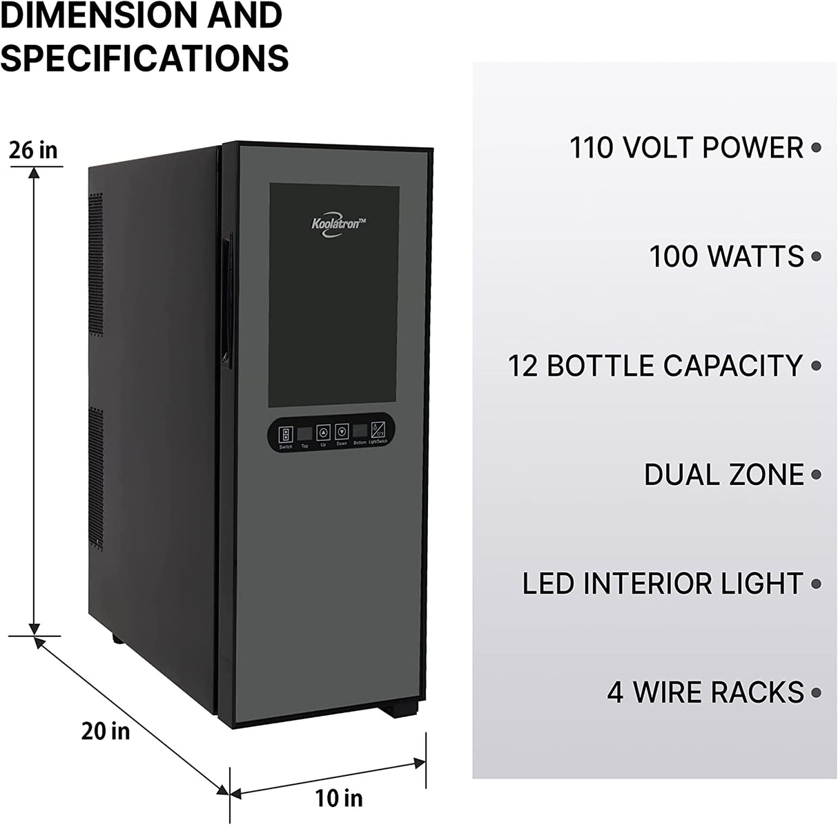 Koolatron Urban Series Enfriador de vino de doble zona para 12 botellas, negro, refrigerador de vino termoeléctrico, bodega de vino independiente, rojo, blanco, almacenamiento de vino espumoso - DIGVICE MX