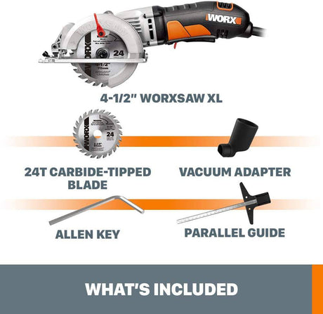 Worx WX429L 4 Amp WORXSAW Sierra circular eléctrica compacta de 4.5" - DIGVICE MX