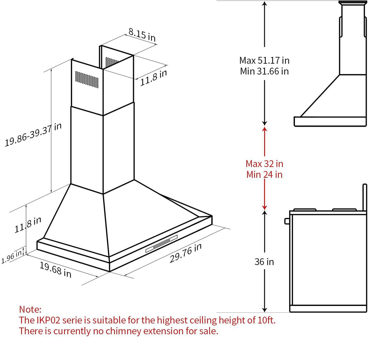 IKTCH Campana de montaje en pared de 30 pulgadas 900 CFM Convertible con conductos/sin conductos, ventilación de chimenea de cocina de acero inoxidable con detección de gestos y panel de interruptor de control táctil, 2 luces ajustables (IKP02-30) - DIGVICE MX