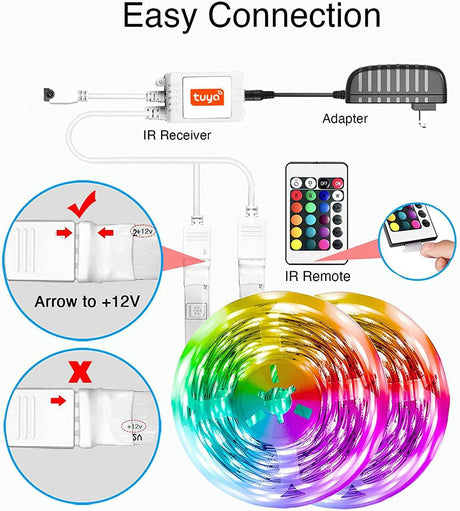 DAYBETTER Smart WiFi luces LED de 100 pies, tira de luces LED controlada por aplicación Tuya, funciona con Alexa y Google Assistant, tira de luces LED con temporizador - DIGVICE MX