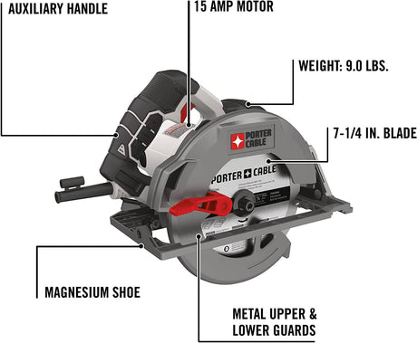 Sierra circular PORTER-CABLE de 7-1/4 pulgadas, 15 amperios (PCE310) - DIGVICE MX