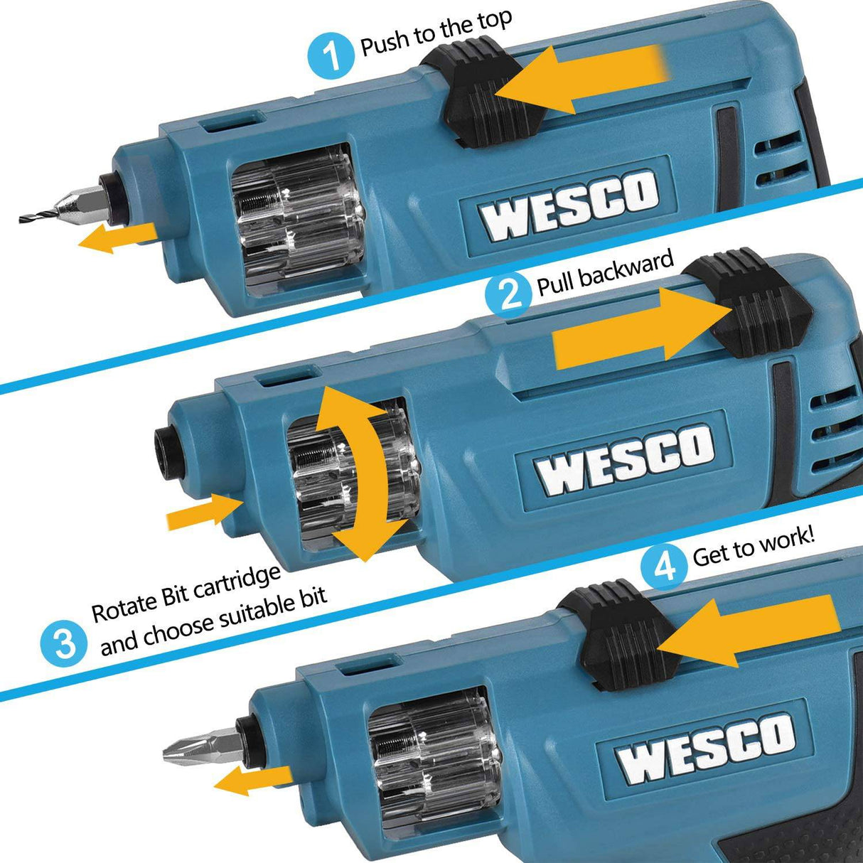 WESCO Power Destornillador inalámbrico, Destornillador eléctrico 4V Max 1.5Ah Batería recargable, 12 puntas de destornillador, LED frontal, Mini pistolas de tornillo, Herramientas multifuncionales/WS2013U - DIGVICE MX