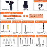 GOXAWEE - Juego de brocas eléctricas con 2 baterías, 100 piezas (alto par, 2 velocidades, mandril automático de 0.394 in), destornillador eléctrico para mejoras del hogar y proyectos de bricolaje - DIGVICE MX