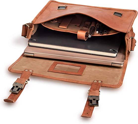 Berliner Bags Vintage Leather Messenger Bag York, Maletín para Hombre y Mujer - Marrón