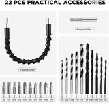 AVID POWER Juego de brocas inalámbricas de litio de 20 V Max, kit de taladro eléctrico con batería y cargador, portabrocas sin llave de 3/8 pulgadas, velocidad variable, 16 posiciones y 22 brocas - DIGVICE MX