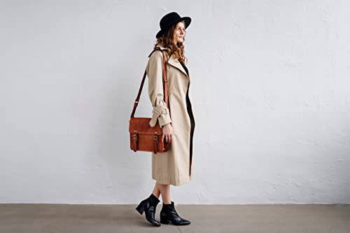 Berliner Bags Vintage Leather Messenger Bag York, Maletín para Hombre y Mujer - Marrón