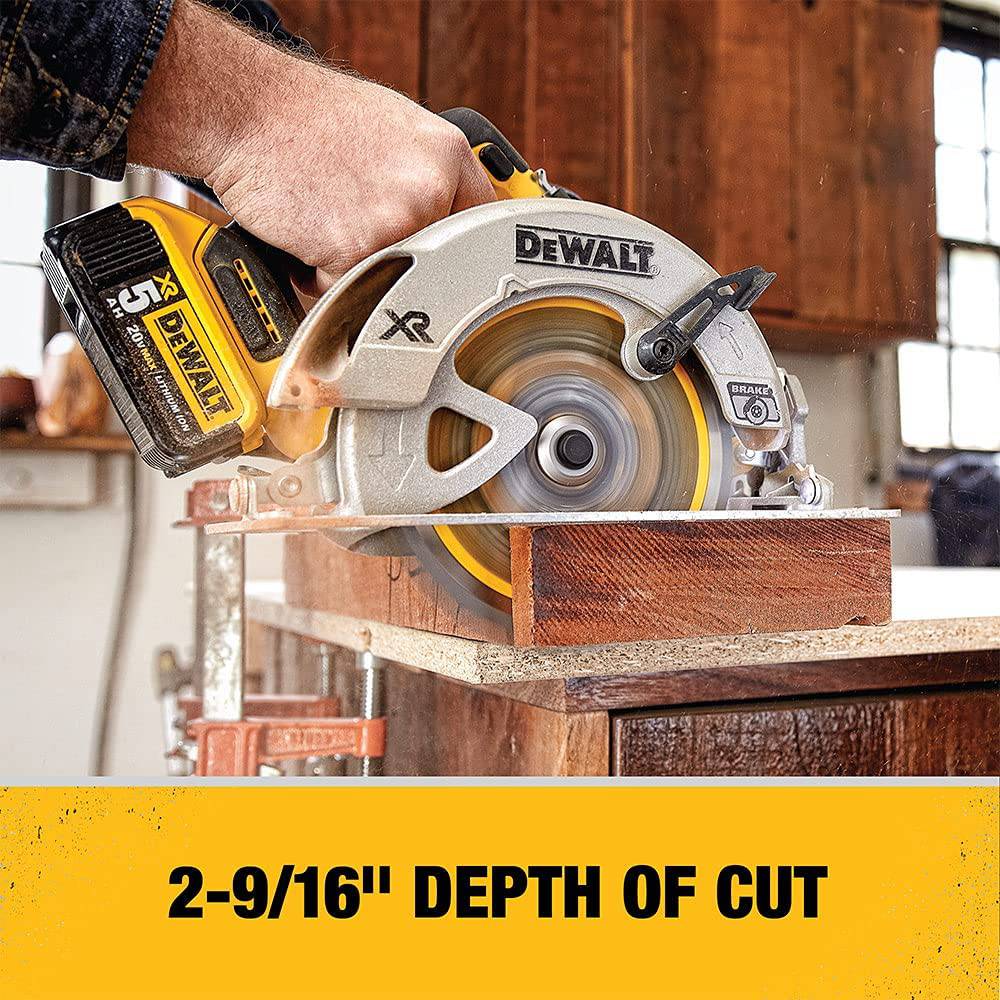 Sierra circular DEWALT 20V MAX 7-1/4 pulgadas con freno, solo herramienta, inalámbrica (DCS570B) - DIGVICE MX