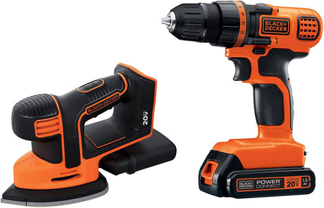 BLACK+DECKER 20V MAX* POWERCONNECT Taladro/destornillador inalámbrico + MOUSE Kit combinado de lijadora de detalles (BD2KITCDDS) - DIGVICE MX