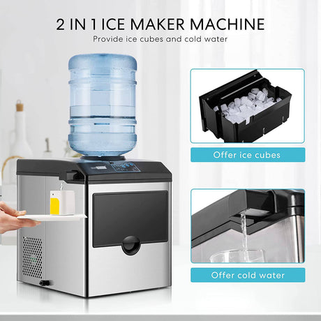 VIVOHOME Electric 2 in 1 Countertop Ice Cube Maker con dispensador de agua Combo Machine 48lbs/Day - DIGVICE MX