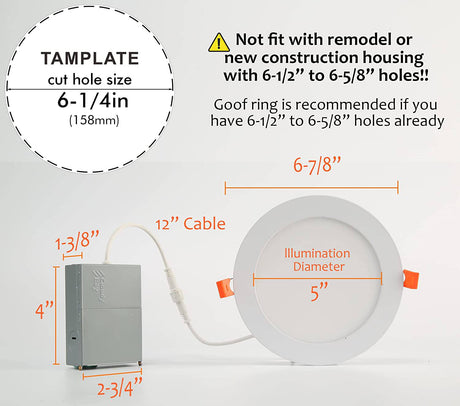 [Paquete de 6] CLOUDY BAY Luces empotradas LED Wifi inteligentes de 6 pulgadas, RGBCW Iluminación empotrada que cambia de color, Compatible con Alexa y Google Home Assistant, No requiere concentrador, 15W 2700K-6500K, CRI90+ Ubicación húmeda - DIGVICE MX