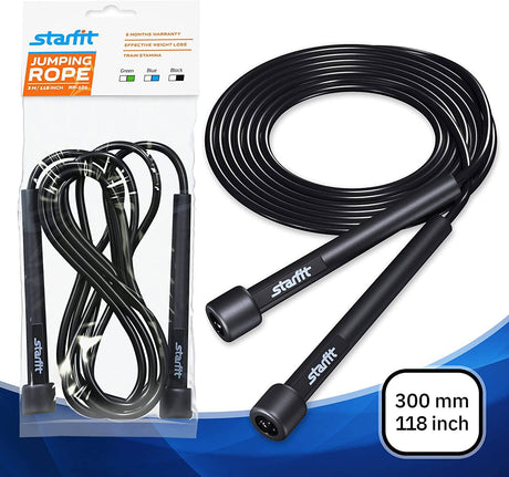 STARFIT  - Cuerda de saltar ligera para fitness y ejercicio, cuerdas de saltar ajustables con asas de plástico