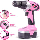 Pink Power PP181LI kit de destornillador y taladro eléctrico inalámbrico para mujer batería de litio 18 volt, caja de herramientas, juego de taladro, batería, cargador y juego de destornillador de seis piezas - DIGVICE MX