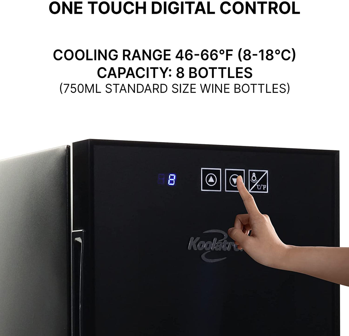 Koolatron  - Enfriador de vino de 8 botellas, negro, refrigerador de vino termoeléctrico, 0.8 cu. ft. (23L), Refrigerador independiente para vinos de la serie Urban, almacenamiento de vino - DIGVICE MX