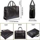 Banuce Full Grains Maletín de cuero italiano para mujer Bolsos y monederos 14 pulgadas Laptop Business Bag Ladies Satchel Purse Office Work Bag Black