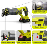 DEWINNER Sierra de sable inalámbrica 20V 2.0Ah Sierra compacta con cargador de batería de iones de litio, 2 hojas de sierra, velocidad variable, longitud de carrera de 22 cm, cambio de hoja sin herramientas Ideal para poda de corte de metal y madera - DIGVICE MX