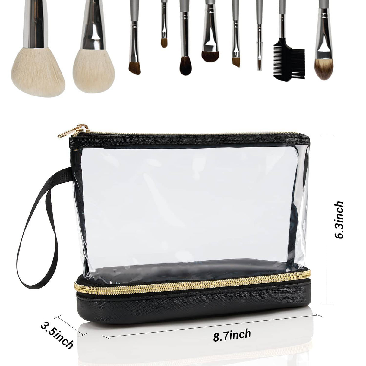 Ethereal - Bolsa de maquillaje transparente, bolsa de maquillaje de viaje para mujer, (negro)