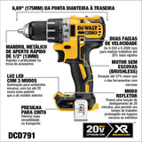 DEWALT 20V MAX XR Taladro/destornillador sin escobillas, compacto, solo herramienta (DCD791B) - DIGVICE MX