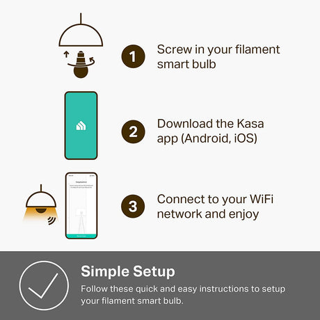 TP-Link Kasa Smart Wi-Fi Bombilla LED, filamento E26 Bombilla inteligente, ámbar cálido 2000K, regulable, no requiere concentrador, compatible con Alexa y Google Assistant (KL60) - DIGVICE MX