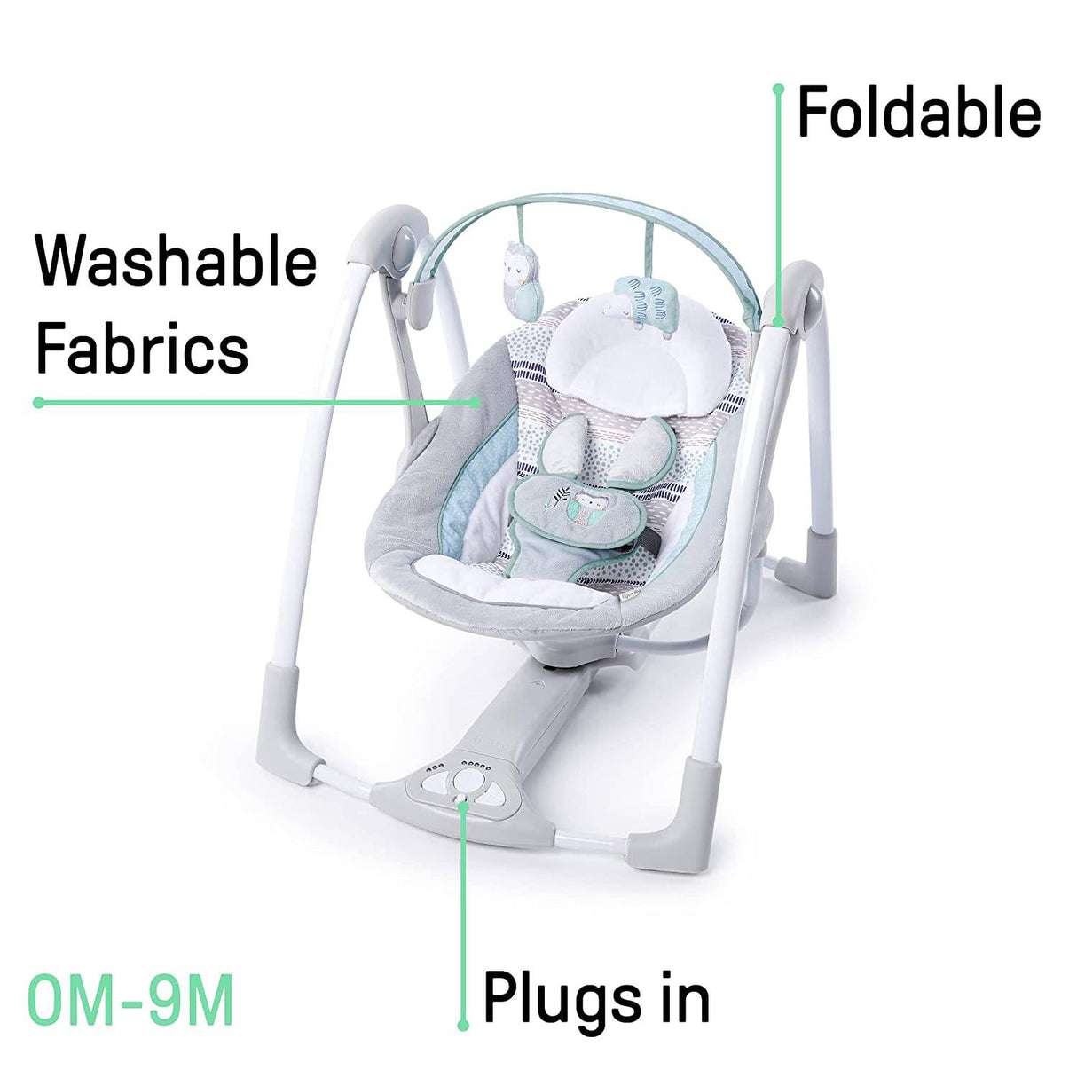 Ingenuity Columpio portátil ligero y compacto para bebé con música, sonidos de la naturaleza y tecnología de ahorro de batería - Abernathy, 0-9 meses - DIGVICE MX