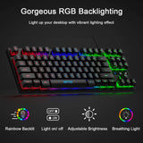 MFTEK RGB Rainbow Gaming Keyboard and Mouse Combo, Compact 87 Keys Backlit Computer Keyboard con Gaming Mouse, USB Wired Set para PC Gamer Laptop Work